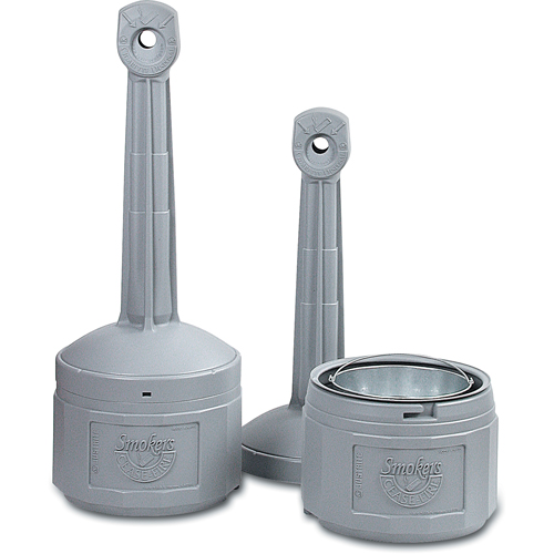 Smoker’s Cease-Fire® Cigarette Butt Receptacle, Free-Standing, Plastic, 4 US gal. Capacity, 38-1/2" Height -  - NH832