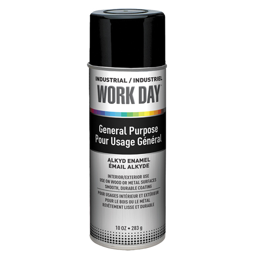 Industrial Enamel Paint, Black, Gloss, 10 oz., Aerosol Can