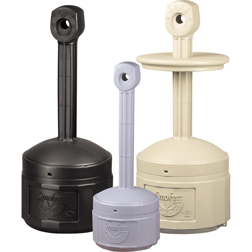 Smoker’s Cease-Fire® Cigarette Butt Receptacle, Free-Standing, Plastic, 1 US gal. Capacity, 30" Height -  - NI701