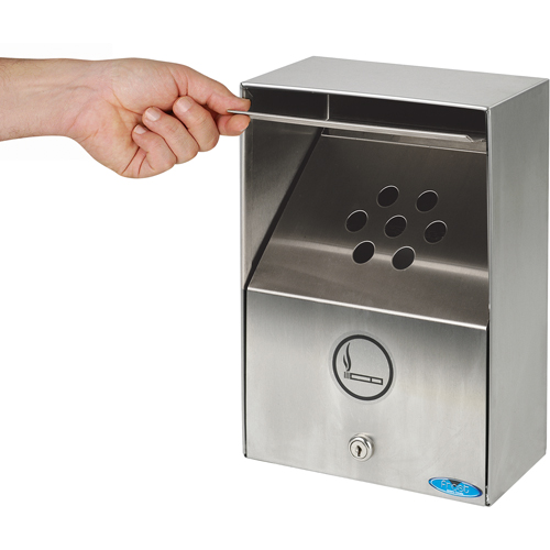Smoking Receptacles, Wall-Mount, Stainless Steel, 3.3 Litres Capacity, 13-1/2" Height -  - NI743