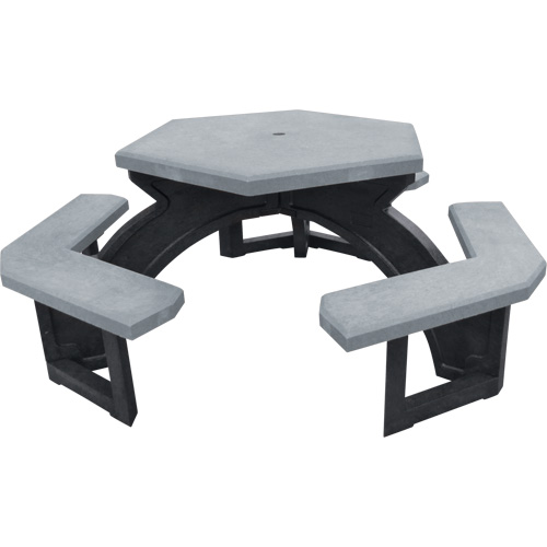 Recycled Plastic Hexagon Picnic Tables, 78" L x 78" W, Grey