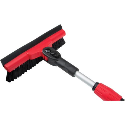 Snow Brush With Pivot Head, Telescopic, Rubber Squeegee Blade, 52" Long, Black/Red -  - NJ144