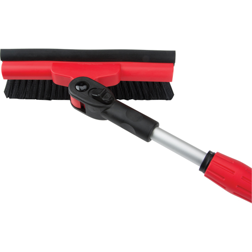 Snow Brush With Pivot Head, Telescopic, Rubber Squeegee Blade, 52" Long, Black/Red -  - NJ144