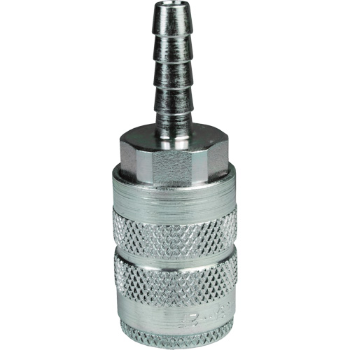 F-Series Pneumatic Manual Standard Hose Barb Coupler, Steel, 3/8", 500 psi
