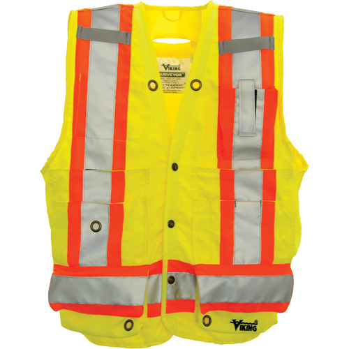 Surveyor Safety Vest, High Visibility Lime-Yellow, Large, Polyester