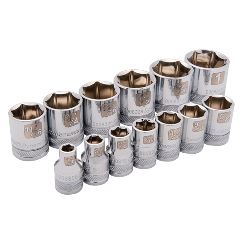 SAE Socket Set, 13 Pcs, 3/8" Drive Size