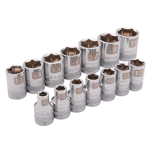 Metric Socket Set, 14 Pcs, 3/8" Drive Size