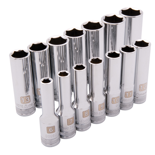 Metric Socket Set, 14 Pcs, 3/8" Drive Size, Deep