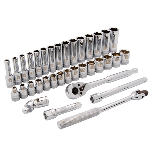 SAE Socket Set, 35 Pcs, 3/8" Drive Size, Deep