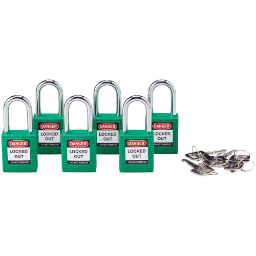 Lockout Padlock, Safety Padlock, Keyed Different, Nylon, 1-1/2" Width