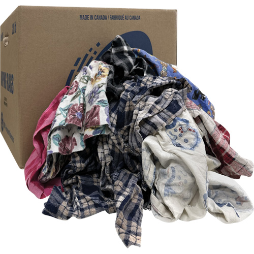 Select Wiper Rags, Flannel, Mix Colours, 20 lbs.