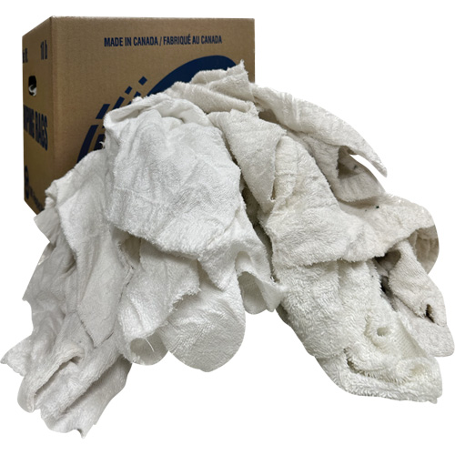 Wiper Rags Box, Terrycloth, White, 10 lbs.