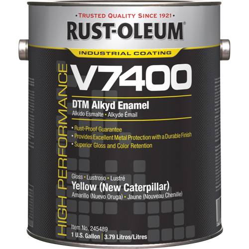 High-Performance V7400 System 340 VOC DTM Alkyd Enamel, Cat Yellow, High-Gloss, Gallon