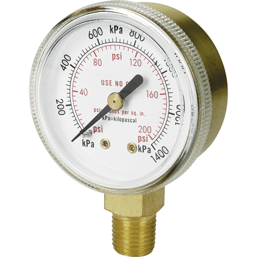 Brass Gauge, 2" , 400 psi, Bottom Mount, Analogue