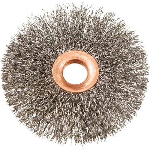 3" Copper Centre Crimped Wire Wheels, 3" Dia., 0.012" Fill, 1/2" Arbor