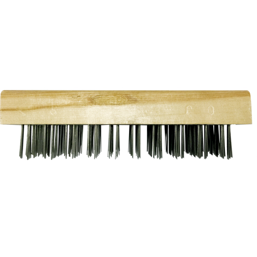 Flat Wire Butcher Block Brushes, Flat Steel Wire, 5 x 10 Wire Rows, 7-5/8" Long