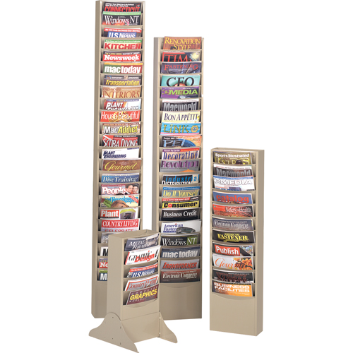 Literature Storage Racks, Stationary, 23 Slots, Steel, 9-3/4" W x 4-1/8" D x 65-1/2" H