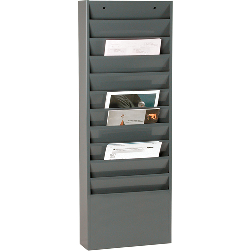 Literature Storage Rack, Stationary, 11 Slots, Steel, 13-1/4" W x 4-1/8" D x 36" H