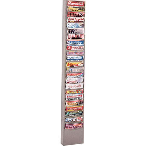 Literature Storage Racks, Stationary, 23 Slots, Steel, 9-3/4" W x 4-1/8" D x 65-1/2" H