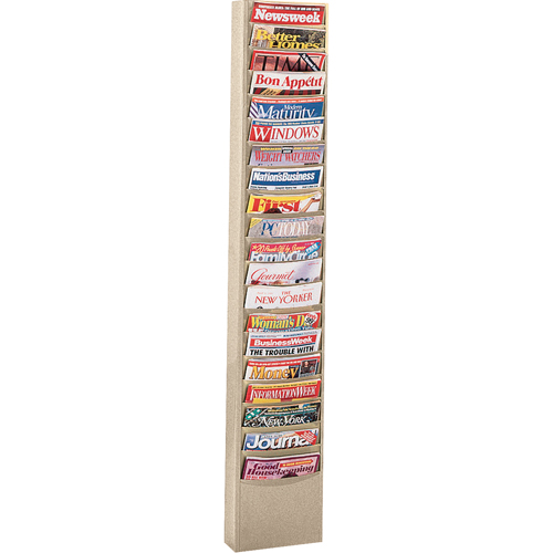 Literature Storage Racks, Stationary, 20 Slots, Steel, 13-1/8" W x 4-1/8" D x 58-1/2" H