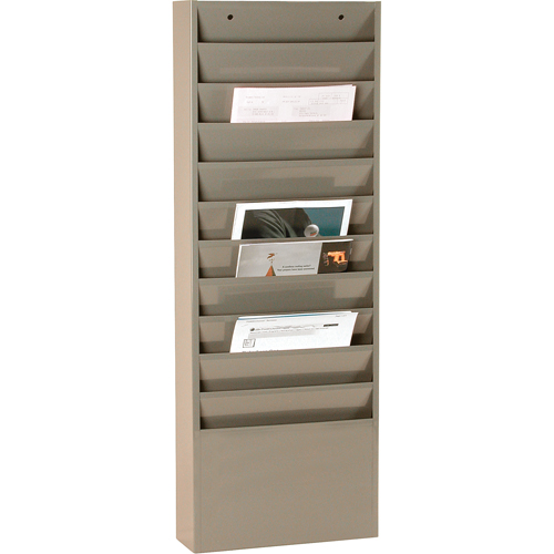 Literature Storage Racks, Stationary, 11 Slots, Steel, 13-1/4" W x 4-1/8" D x 36" H