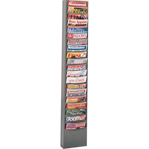 Literature Storage Racks, Stationary, 20 Slots, Steel, 13-1/8" W x 4-1/8" D x 58-1/2" H