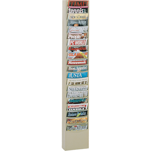 Literature Rack, Wall Mount, 20 Slots, Steel, 9-3/4" W x 4-1/8" D x 58" H