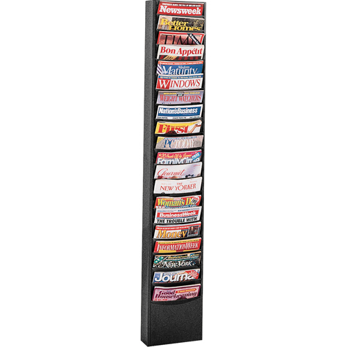 Literature Storage Racks, Stationary, 20 Slots, Steel, 13-1/8" W x 4-1/8" D x 58 1/2" H