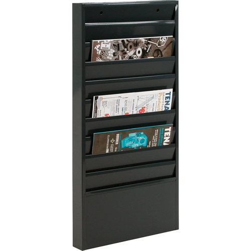 Literature Storage Racks, Stationary, 10 Slots, Steel, 13-1/8" W x 2" D x 26-1/4" H