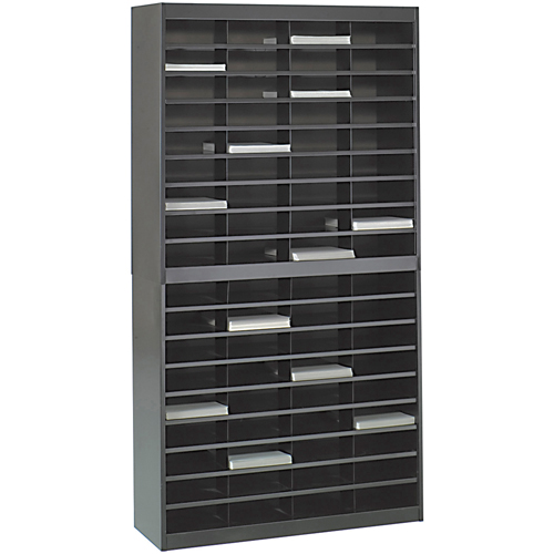 Heavy-duty Literature Organizers, Stationary, 72 Slots, Steel, 37-1/2" W x 12-3/4" D x 71" H