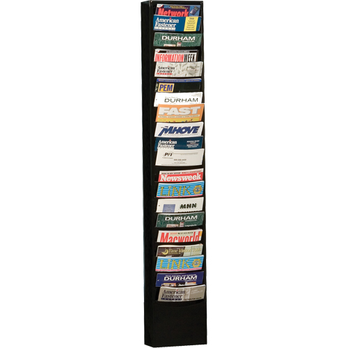 Literature Storage Racks, Stationary, 20 Slots, Steel, 9-3/4" W x 4-1/8" D x 58" H