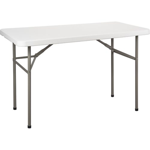 Folding Table, Rectangular, 48" L x 24" W, Polyethylene, White