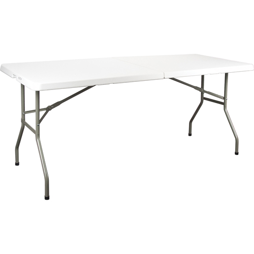 Fold-in-Half Table, Rectangular, 72" L x 30" W, Polyethylene, White