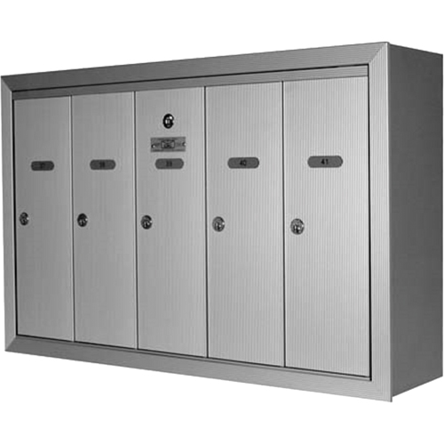 Single Deck Mailboxes, Wall -Mounted, 16" x 5-1/2", 3 Doors, Aluminum