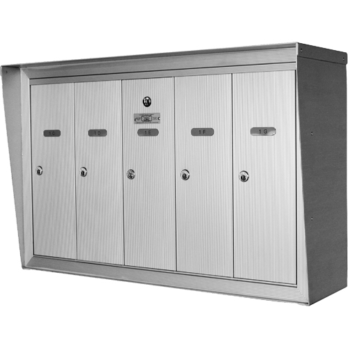 Single Deck Mailboxes, Wall -Mounted, 16" x 5-1/2", 3 Doors, Aluminum