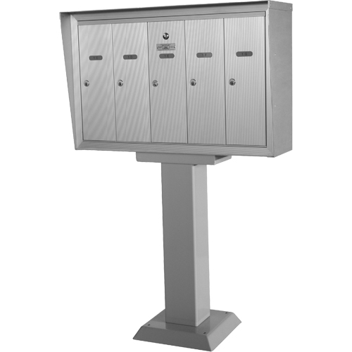 Single Deck Mailboxes, Pedestal -Mounted, 16" x 5-1/2", 3 Doors, Aluminum
