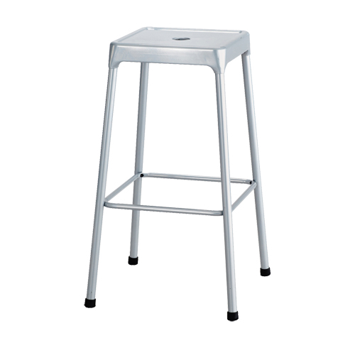 Bistro Stool, Stationary, Fixed, 29", Steel Seat, Grey