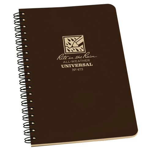 Side-Spiral Notebook, Soft Cover, Brown, 64 Pages, 4-5/8" W x 7" L
