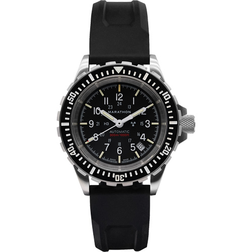 Large Diver's Automatic Watch, Digital, Battery Operated, 41 mm, Black