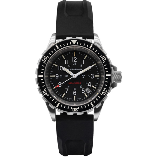 Large Diver's Quartz Watch, Digital, Battery Operated, 41 mm, Black