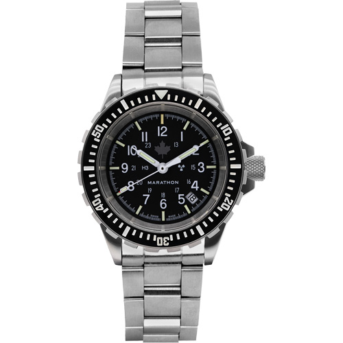 Grey Maple Large Diver's Automatic Watch with Stainless Steel Bracelet, Digital, Battery Operated, 41 mm, Silver