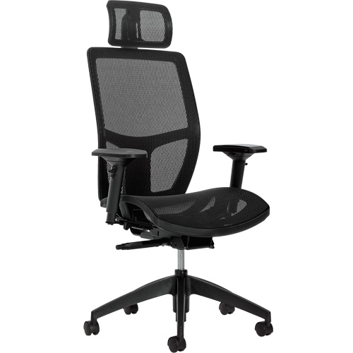 Format+ High-Back Weight-Sensing Synchro-Tilter with Headrest, Mesh, Black, 300 lbs. Capacity