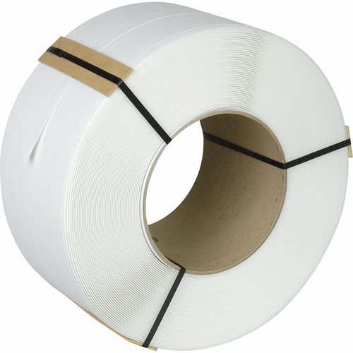 Strapping, Polypropylene, 3/8" W x 12900' L, White, Machine Grade