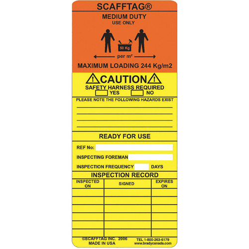 Scafftag Medium-Duty Inspection Insert, Plastic, 3-1/4" W x 7-5/8" H, French