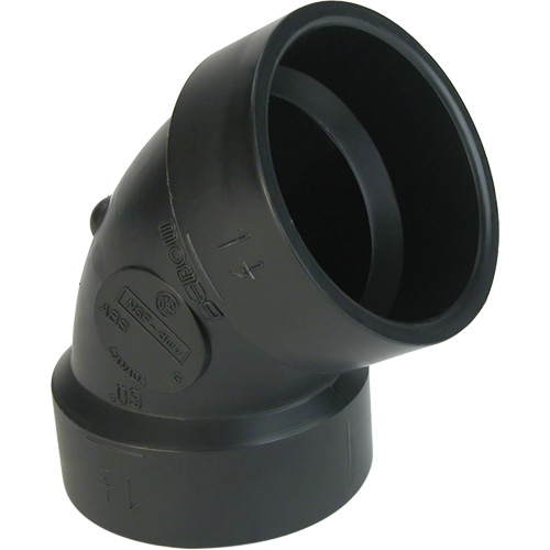 60° Elbow Fitting, Hub x Hub, Plastic, 1-1/2"