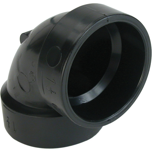 90° Vent Elbow Fitting, Hub x Hub, Plastic, 1-1/2"