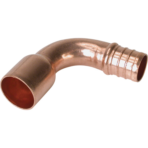 90° Sweat Elbow Fitting, Barb x Male, Copper, 3/4"