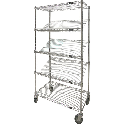 Slanted Shelf Cart, 5 Tiers, 18" W x 69" H x 36" D