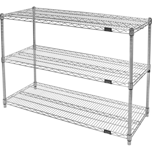 Heavy-Duty Chromate Wire Shelving, 3 Tiers, 48" W x 33" H x 18" D