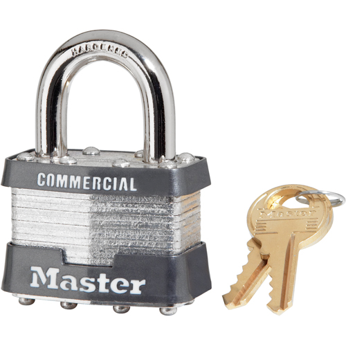 Pin Tumbler Padlock, Keyed Alike, Laminated Steel, 1-3/4" Width